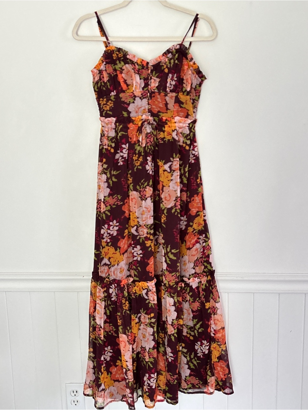 Patrons Of Peace Floral Maxi Tiered Maxi Dress Small *C39
